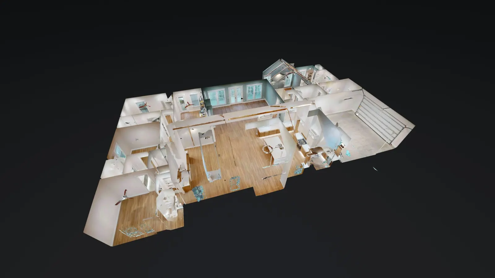 Example of a Matterport 3D dollhouse view of a building, the kind of model we deliver