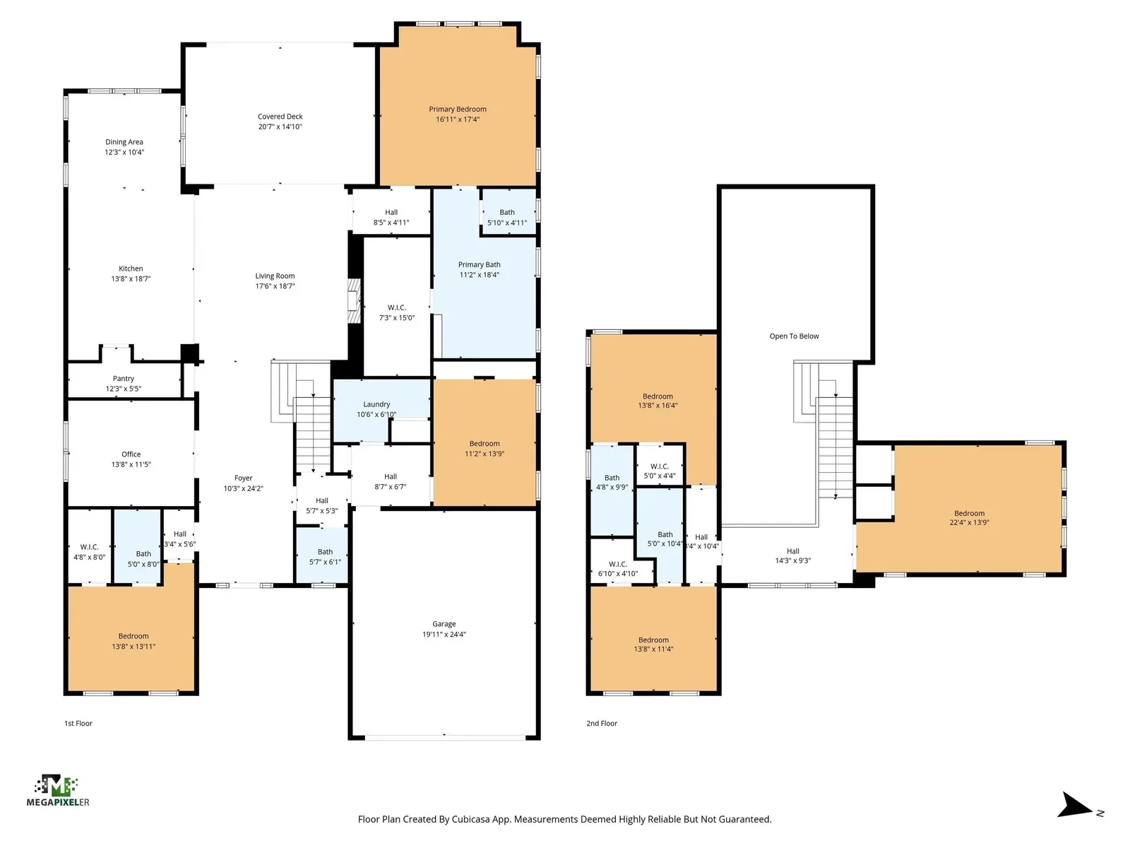Measured floor plan with dimensions in St. Johns, FL. Floor plan by Megapixeler