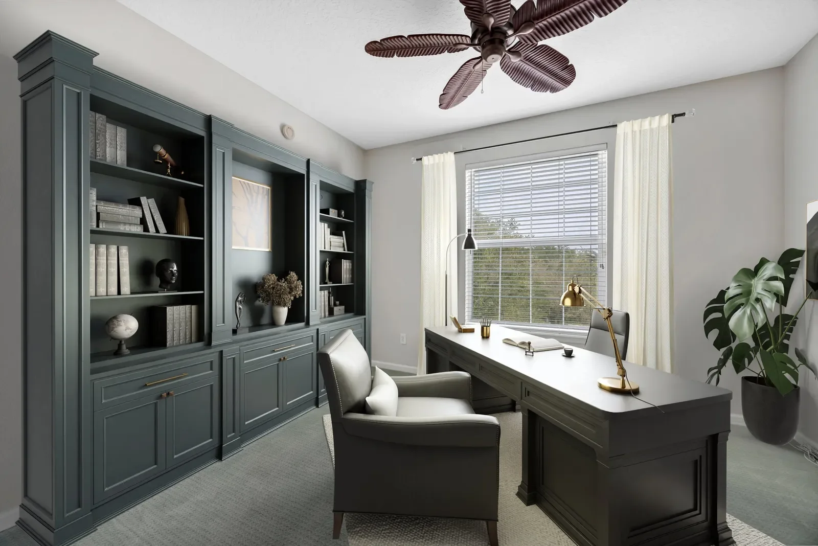 Room staged as a home office in North Florida. Virtual staging by Megapixeler