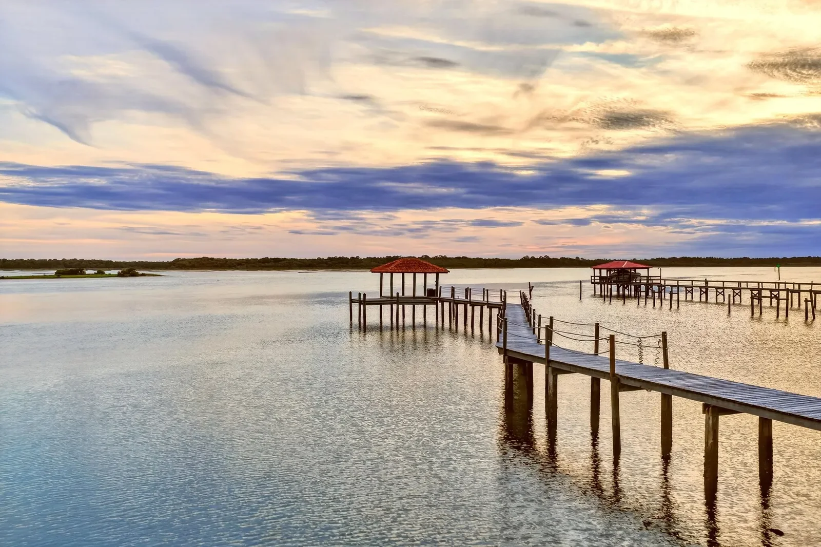 Sunset drone photo of a waterfront estate in St. Augustine, FL. Drone photography by Megapixeler