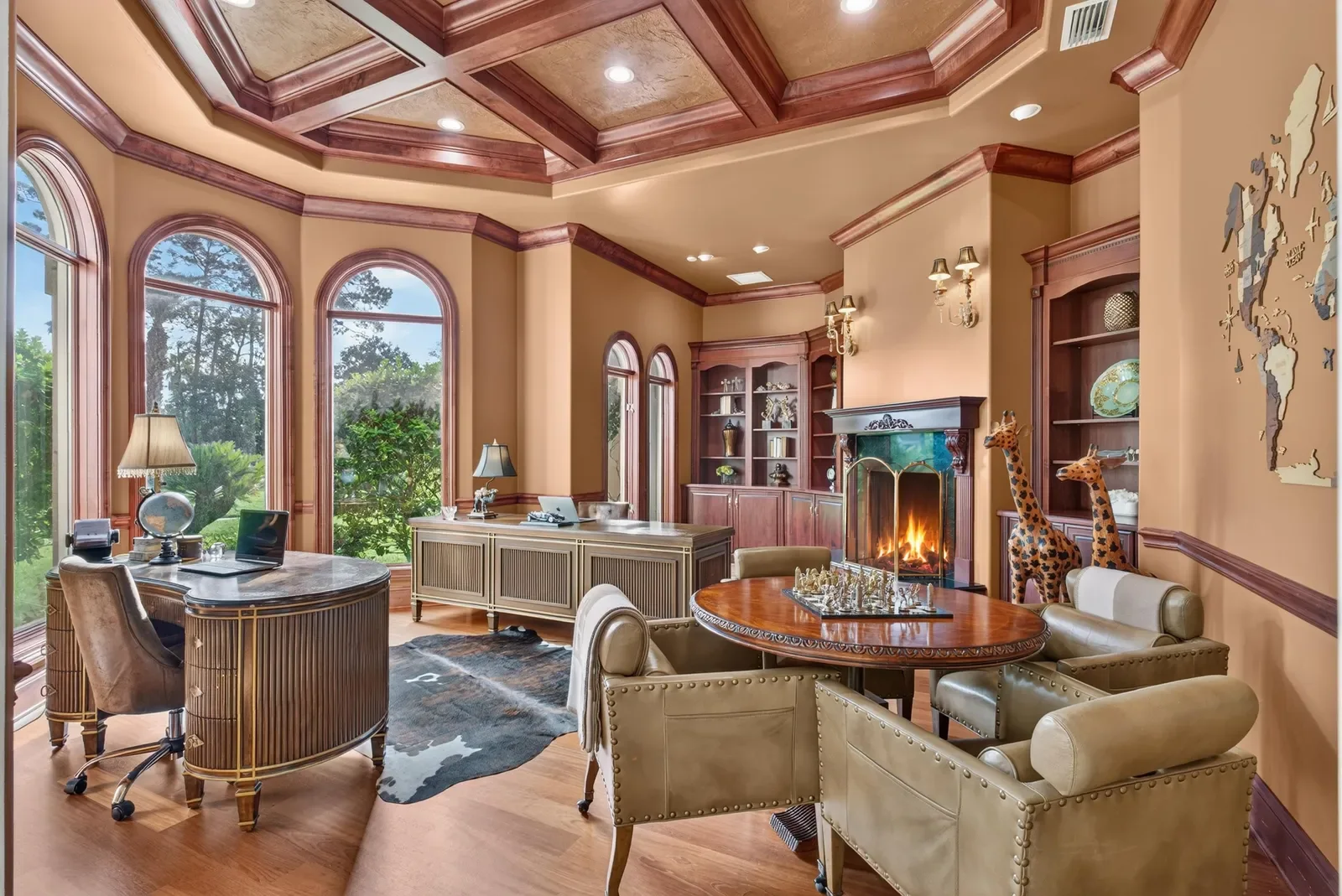 Wood-paneled executive office in Jacksonville, FL. Real estate photography by Megapixeler